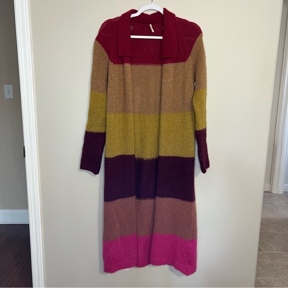 Free People Over The Rainbow Mohair Blend Long Duster Cardigan size small - Picture 4 of 13